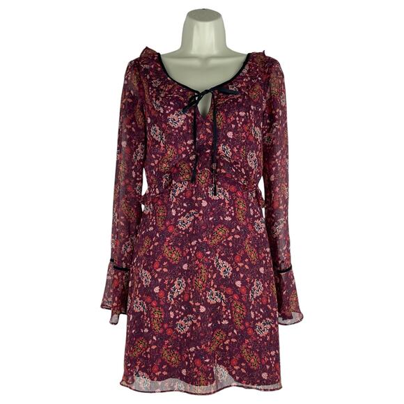 Cupcake and Cashmere Mixed Floral Printed Mini Dress Red Velvet Size 0 - Picture 3 of 12